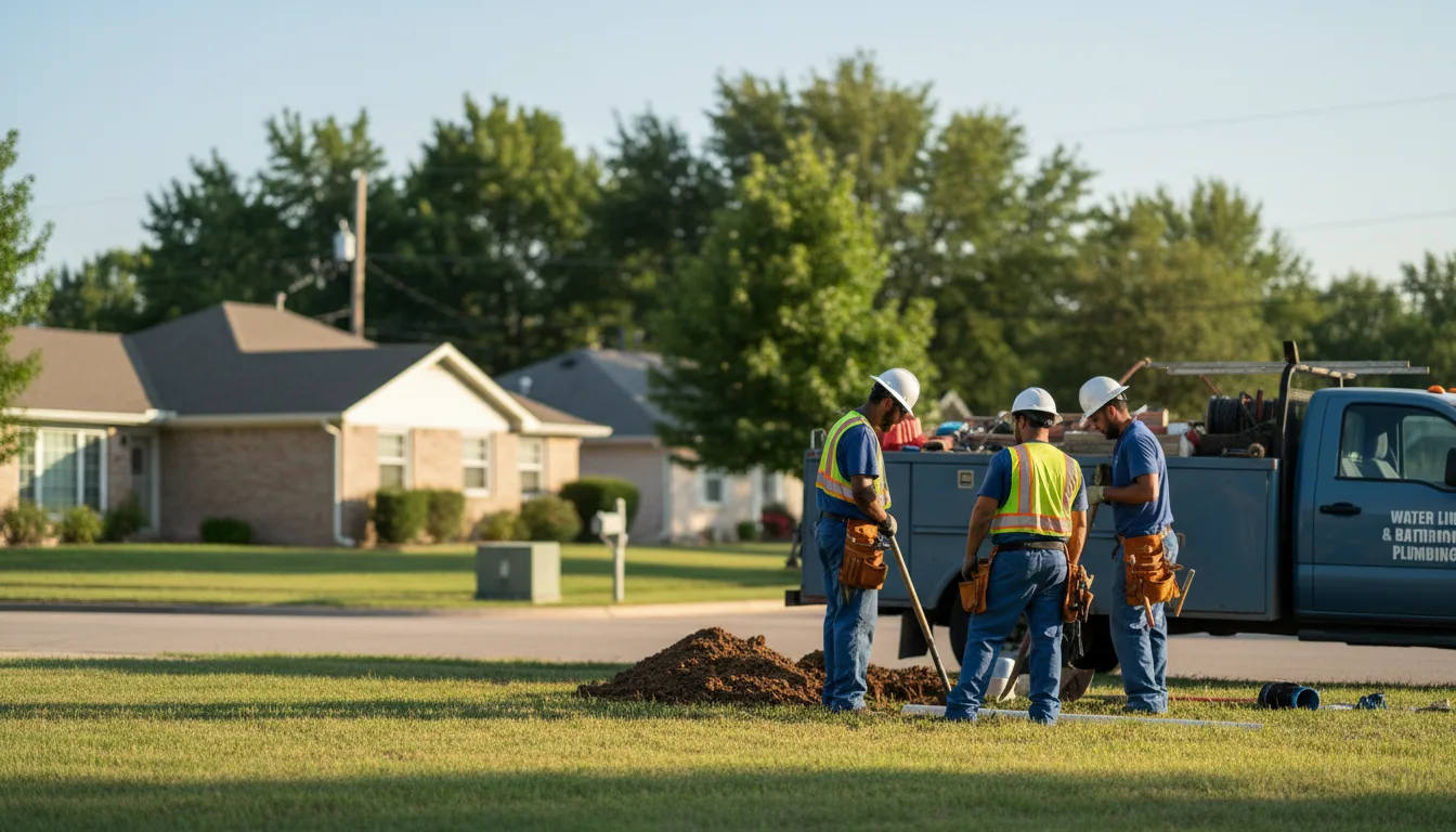 Residential water line and bathroom plumbing service in Vian, OK